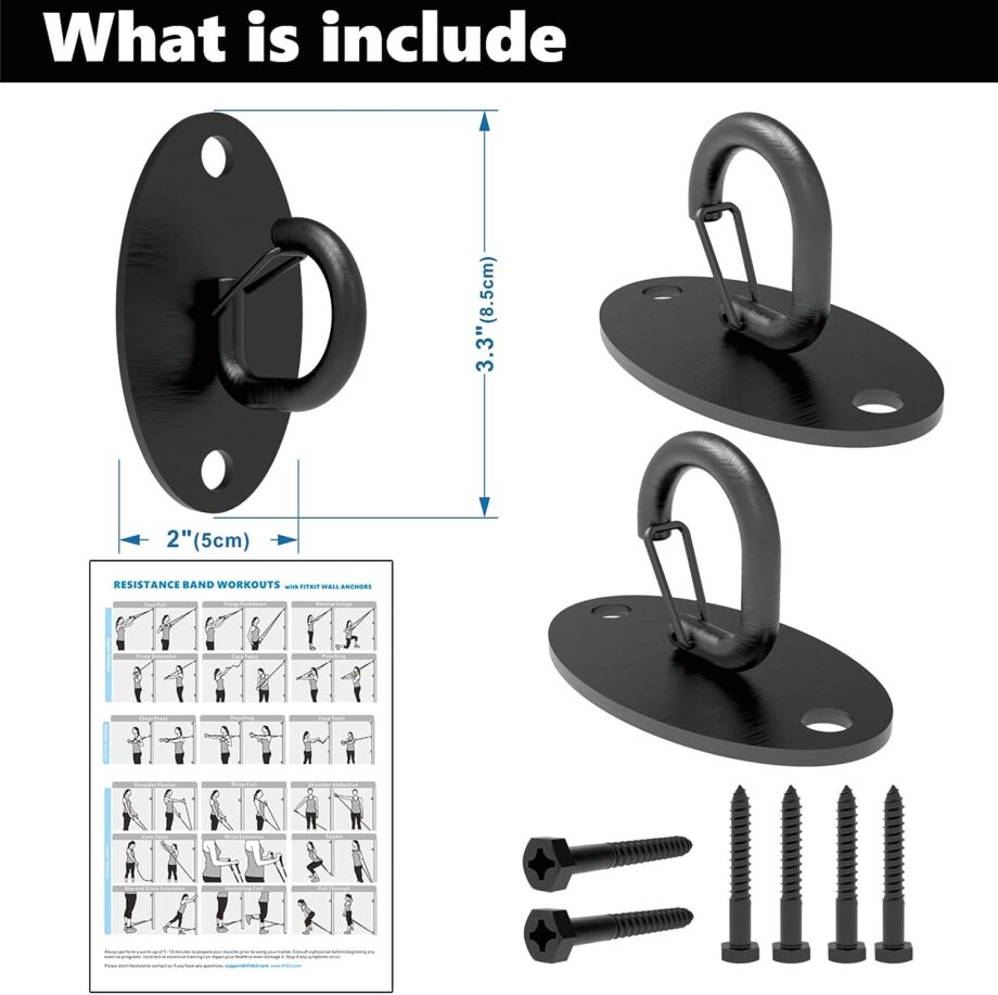 FITKIT Wall Mount Anchors for Resistance Bands